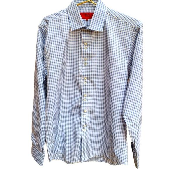 Elie Blue White Check L/S Square Button Down Shirt - Picture 2 of 12
